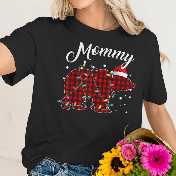 Red Plaid Mommy Bear Matching Buffalo Pajama Women T-Shirt Gifts for Her