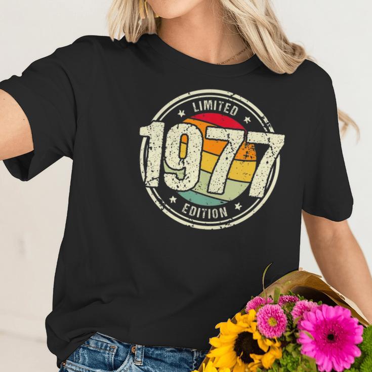 Womens Retro 45 Years Old Vintage 1977 Limited Edition 45Th Birthday V-Neck Women T-Shirt Gifts for Her