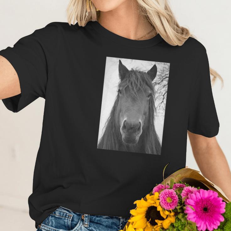 Retro Graphic Horse Head Mono Picture Women T-Shirt Gifts for Her