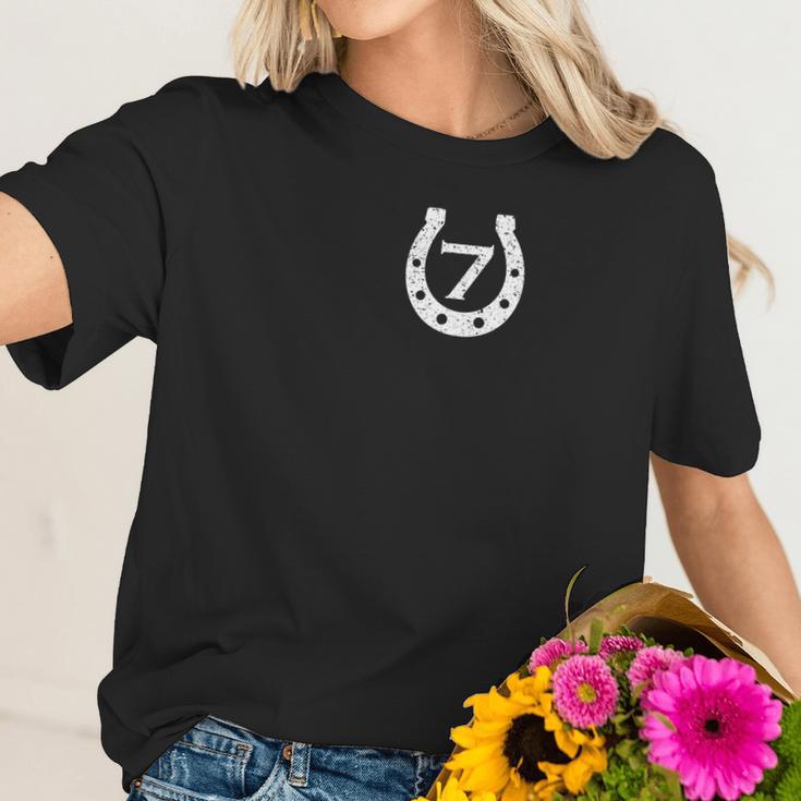 Retro Lucky Number 7 Horseshoe Mens Womens Women T-Shirt Gifts for Her