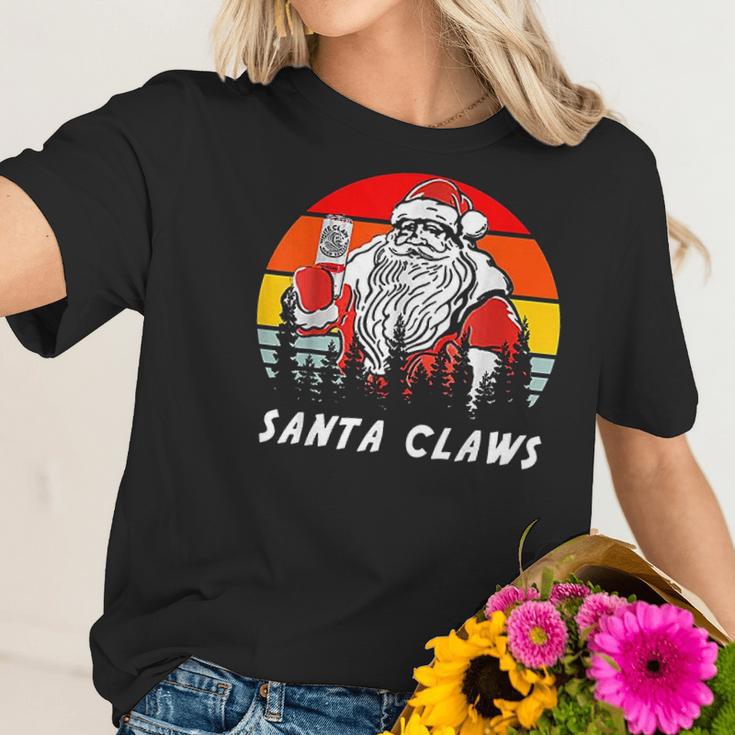 Santa Claus Drinking White Claws Christma Gift Women T-Shirt Gifts for Her