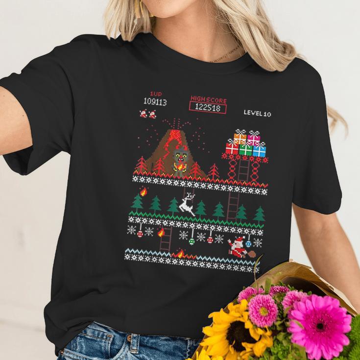 Santa Vs Krampus Pixel Art 8-Bit Christmas Women T-Shirt Gifts for Her