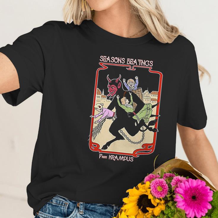 Seasons Beatings From Krampus Christmas Women T-Shirt Gifts for Her