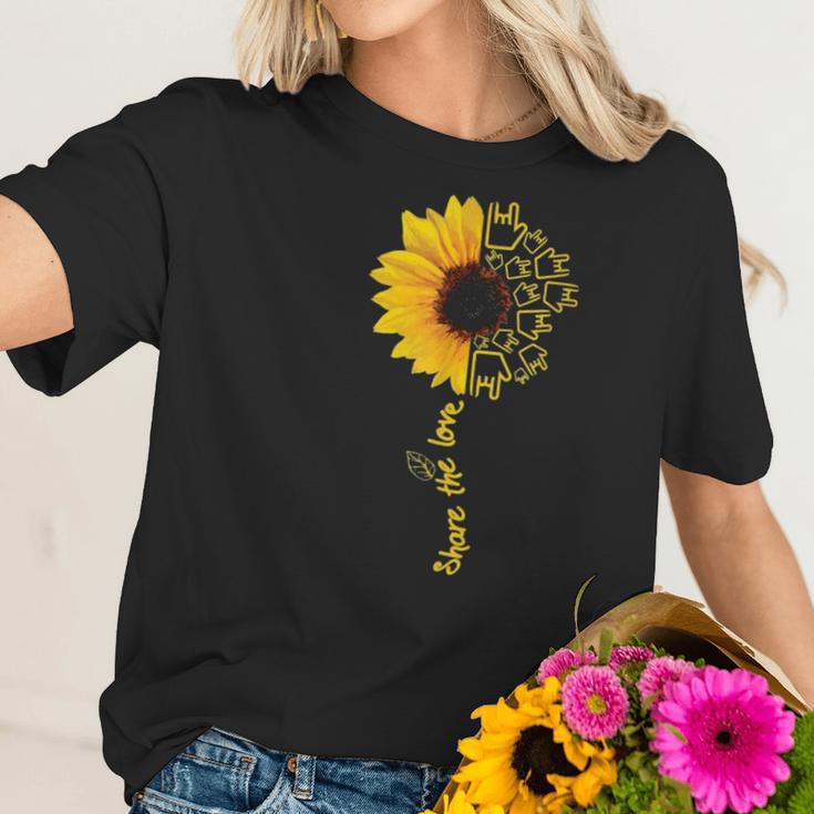 Share The Love Sunflower Sign Language Women T-Shirt Gifts for Her