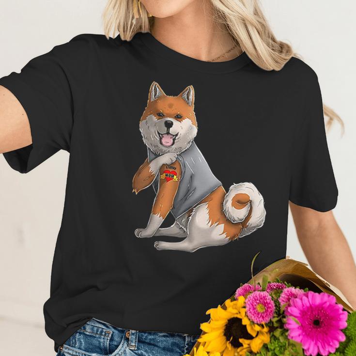 Shiba Inu I Love Mom Tattoo Dog Women T-Shirt Gifts for Her