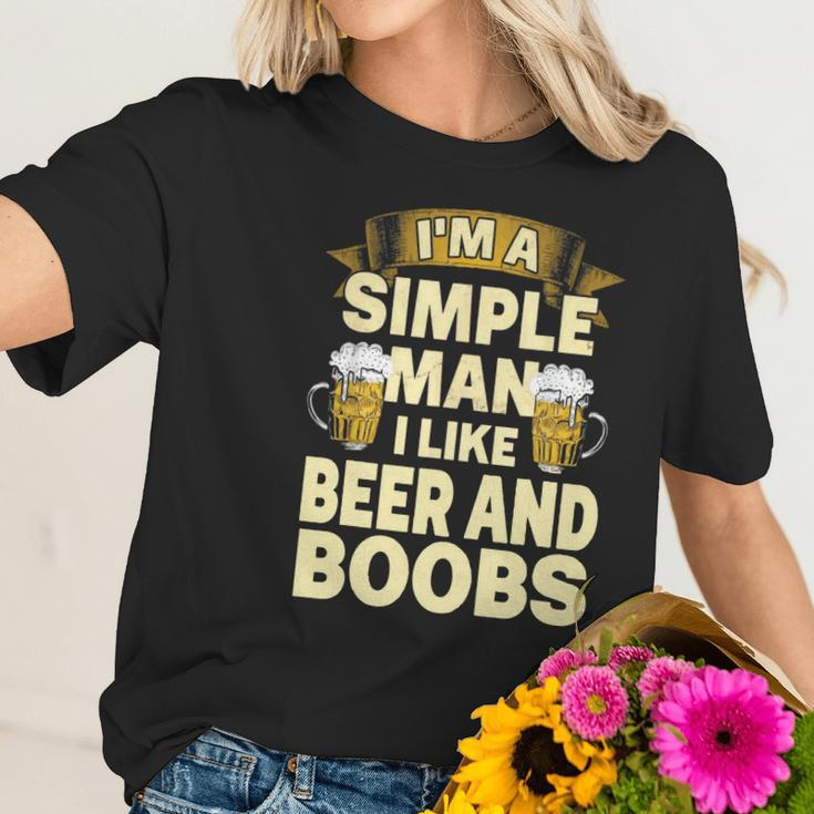 Im A Simple Man I Like Boobs And Beer | Funny Drinking Women T-Shirt Gifts for Her