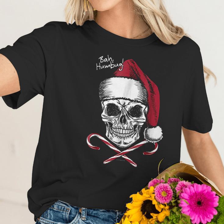 Skull Bah Humbug Christmas Funny Santa Women T-Shirt Gifts for Her