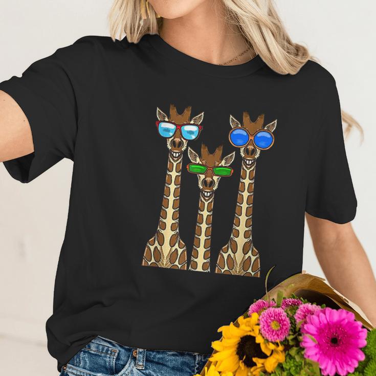 Smiling Giraffes Wearing Sunglasses Women T-Shirt Gifts for Her