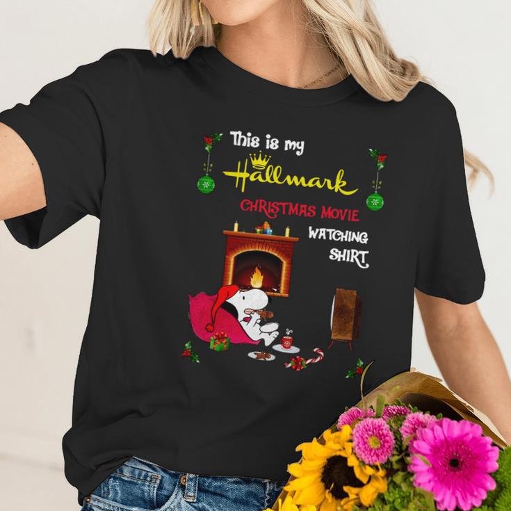 Snoopy This Is My Hallmark Christmas Movie Watching Shirt Women T-Shirt Gifts for Her