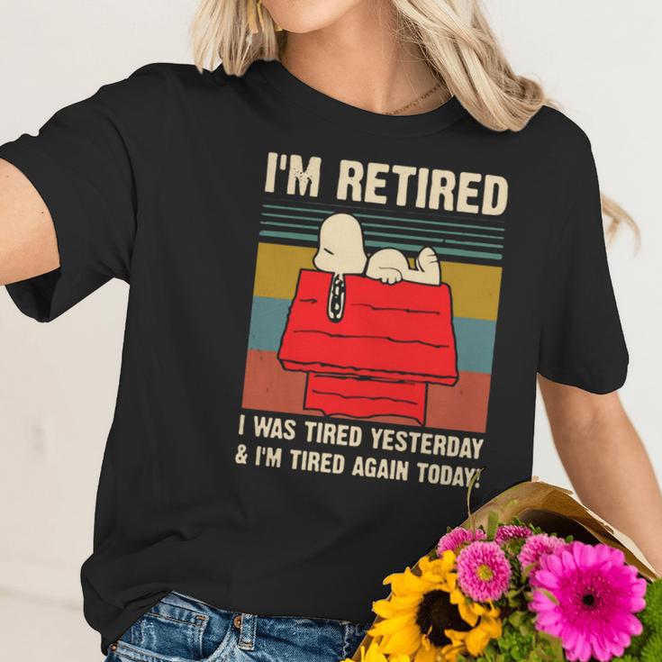 Snoopy I’M Retired I Was Tired Yesterday & I’M Tired Again Today Shirt Women T-Shirt Gifts for Her