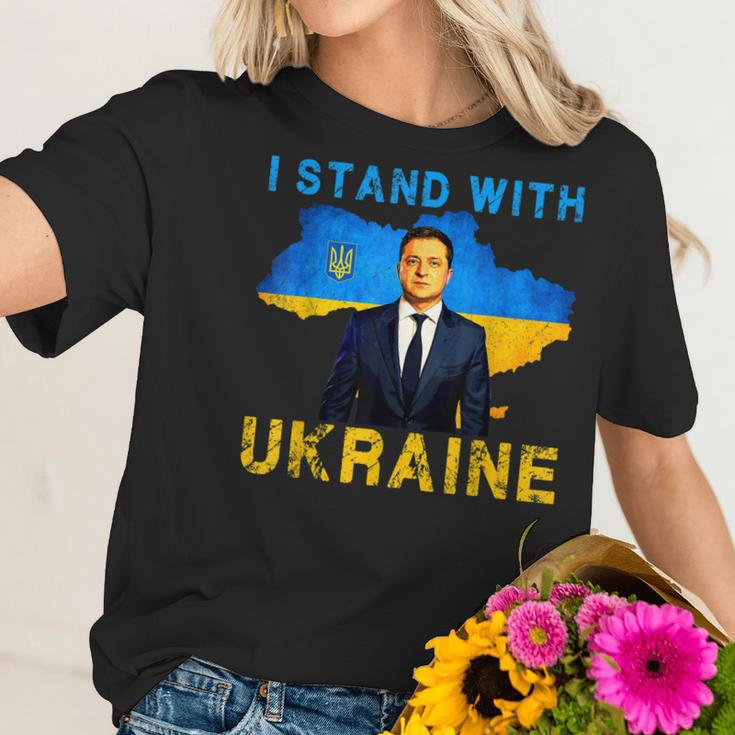 I Stand With Ukraine Volodymyr Zelensky Ukrainian Flag Men Women T-Shirt Graphic Print Casual Unisex Tee Women T-Shirt Gifts for Her