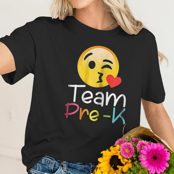 Team Prek Teacher Emoji Hearts Love Back To School Women T-Shirt Gifts for Her