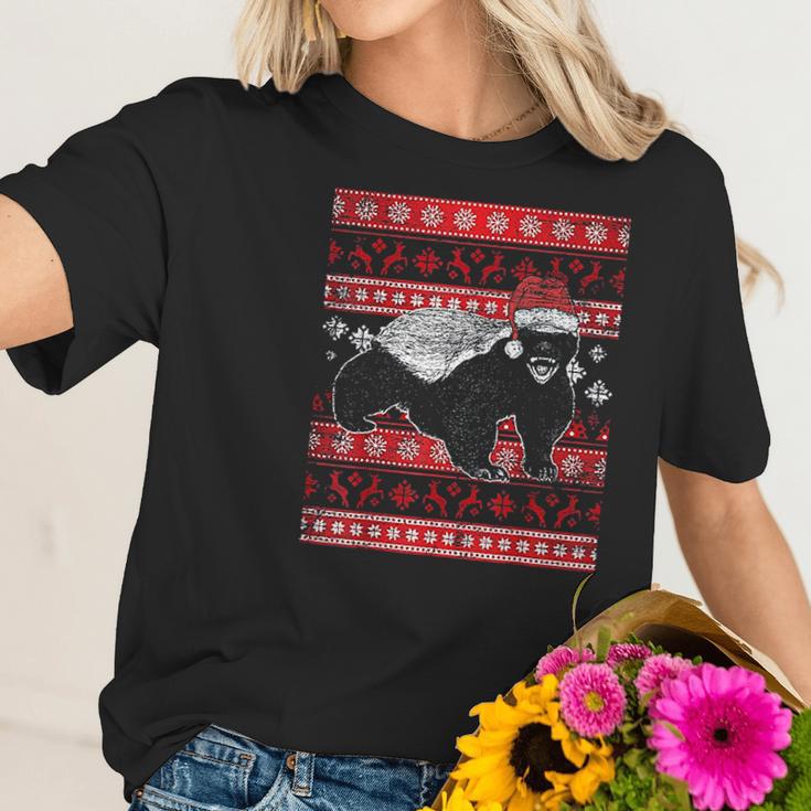 Ugly Christmas Honey Badger Women T-Shirt Gifts for Her