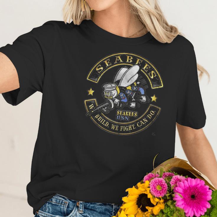 Us Navy Usn Us Navy Sea Bees Biker Women T-Shirt Gifts for Her