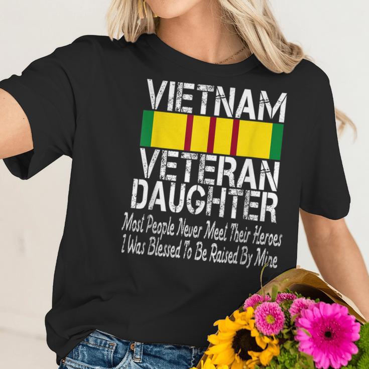 Vietnam Veteran Daughter American Flag Military Us Patriot Women T-Shirt Gifts for Her