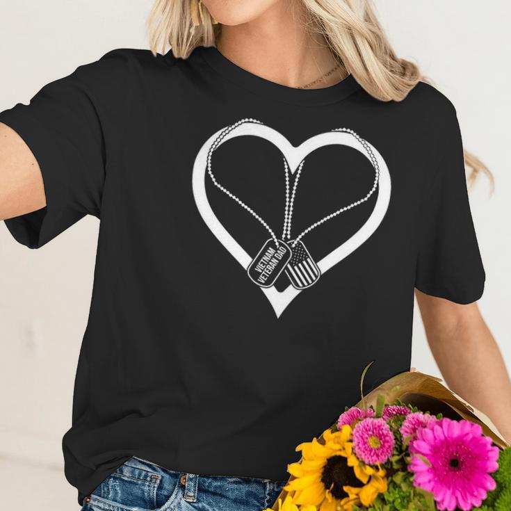 Vietnam War Veteran Daughter Son Heart Military Soldier Vet Women T-Shirt Gifts for Her