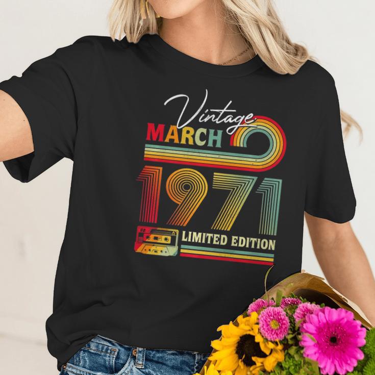 Vintage March 1971 50Th Birthday Gifts Cassette Tape Retro Women T-Shirt Gifts for Her