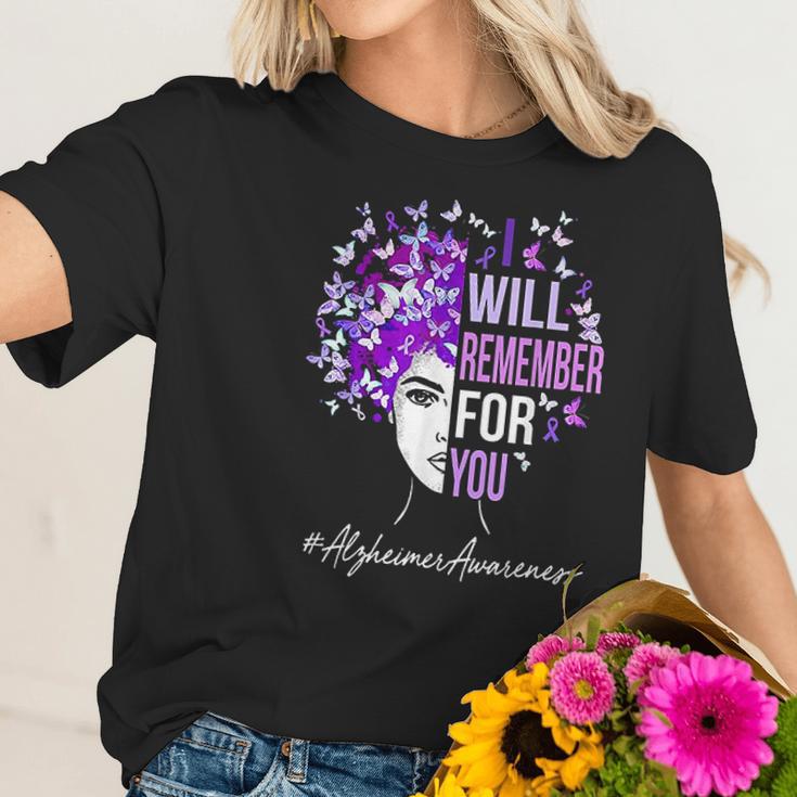 I Will Remember For You Alzheimer Awareness Womens Butterfly Women T-Shirt Gifts for Her