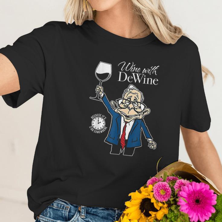 Wine With Dewine It Is Two Oclock Somewhere Women T-Shirt Gifts for Her