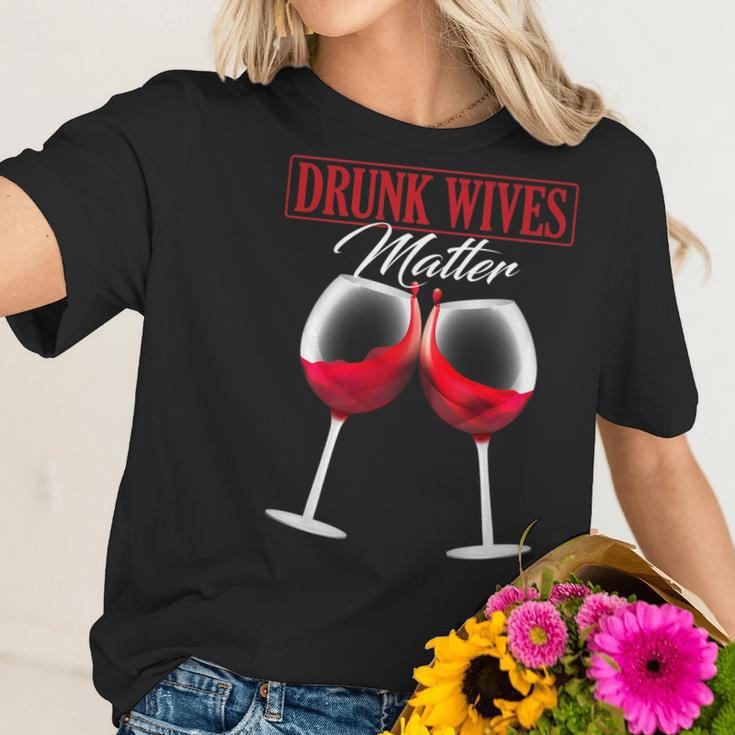 Wine Drunk Wives Matter Tees Funny Alcohol Women Gifts Women T-Shirt Gifts for Her