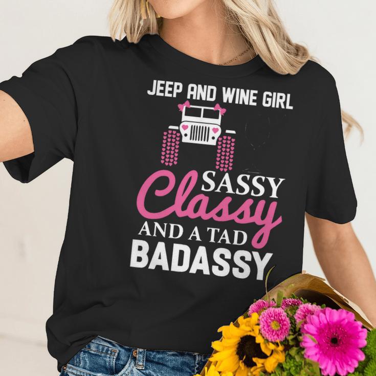 Wine Jeep And Wine Girl Sassy Classy Women T-Shirt Gifts for Her