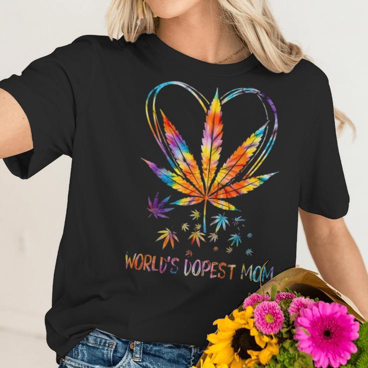 Worlds Dopest Mom Weed Leaf 420 Funny Mothers Day Women T-Shirt Gifts for Her