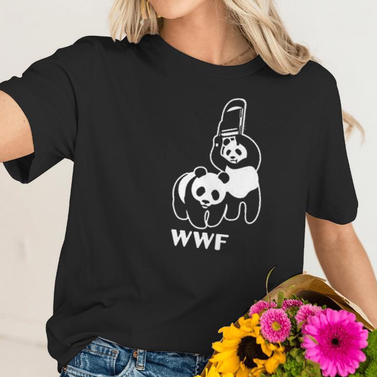 Wwf Funny Panda Bear Mma Wrestling Women T-Shirt Gifts for Her