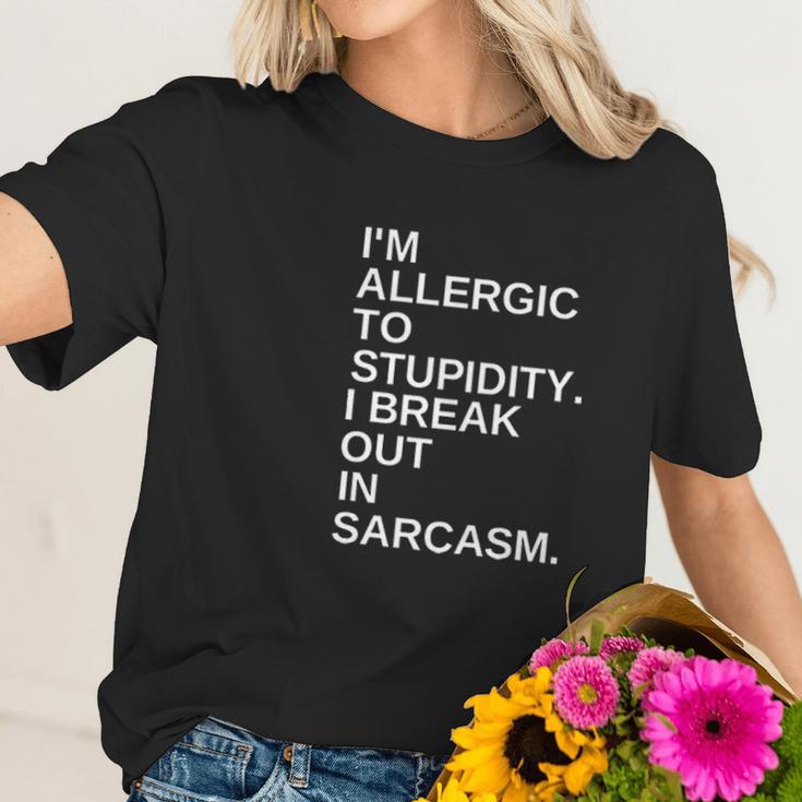 Yitan Women Graphic Im Allergic To Stupidity Funny Women T-Shirt Gifts for Her