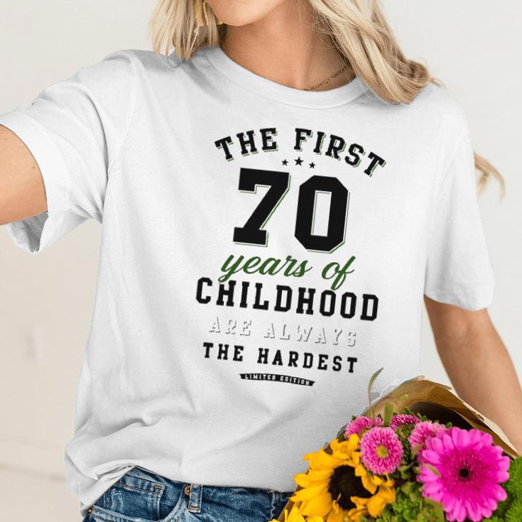 70Th Birthday Funny Gift Life Begins At Age 70 Years Old Women T-Shirt Gifts for Her