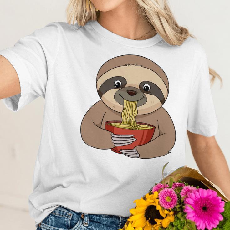 Anime Sloth Ramen Noodles Women Anime Women T-Shirt Gifts for Her