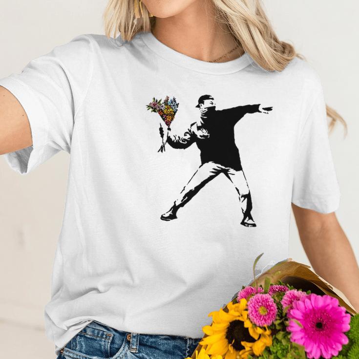 Banksy - Rage Flower Thrower Women T-Shirt Gifts for Her