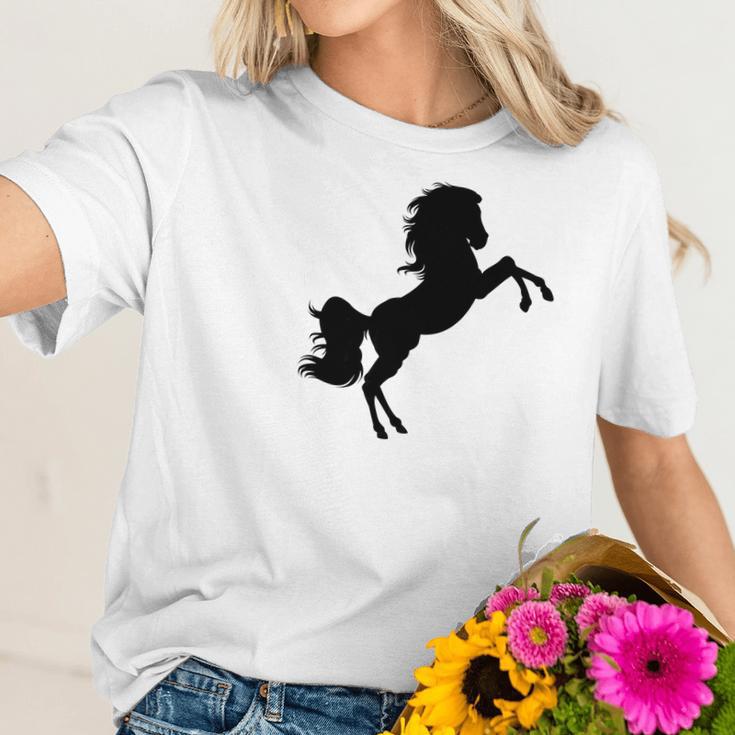 Black Stallion Horse Silhouette Riding Love Women T-Shirt Gifts for Her