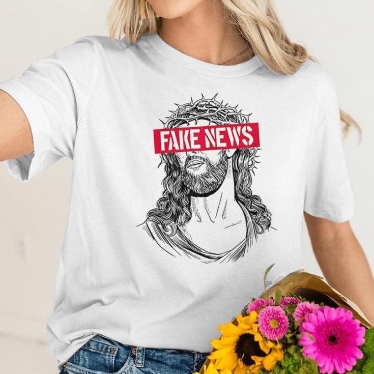 Blackcraft Antichrist Jesus Fake News Skeptic Atheist Women T-Shirt Gifts for Her