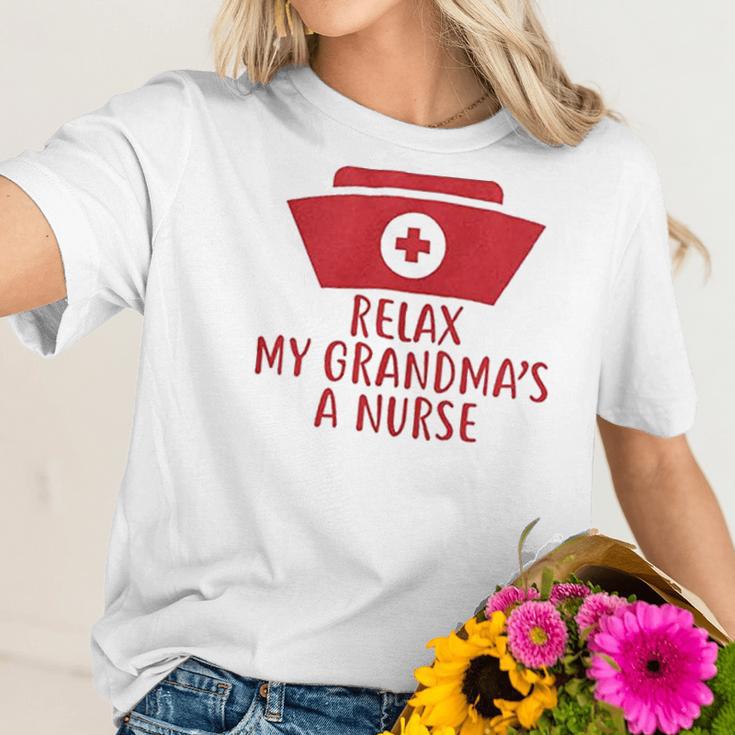 Brisco Brands Relax My Grandma Is A Nurse Newborn Baby Boy Girl Romper Women T-Shirt Gifts for Her