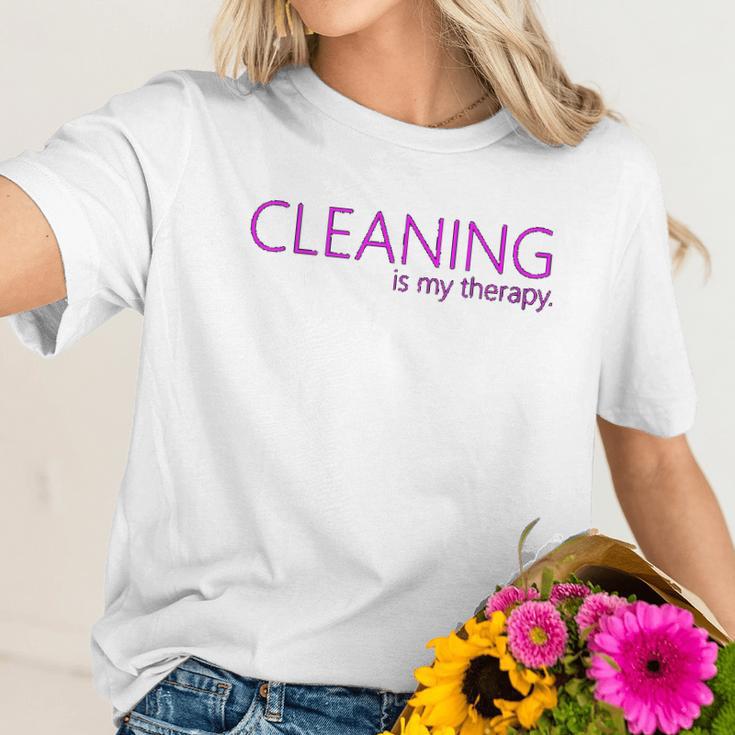 Cleaning Is My Therapy Neat Freak Proud Stay At Home Mom Women T-Shirt Gifts for Her