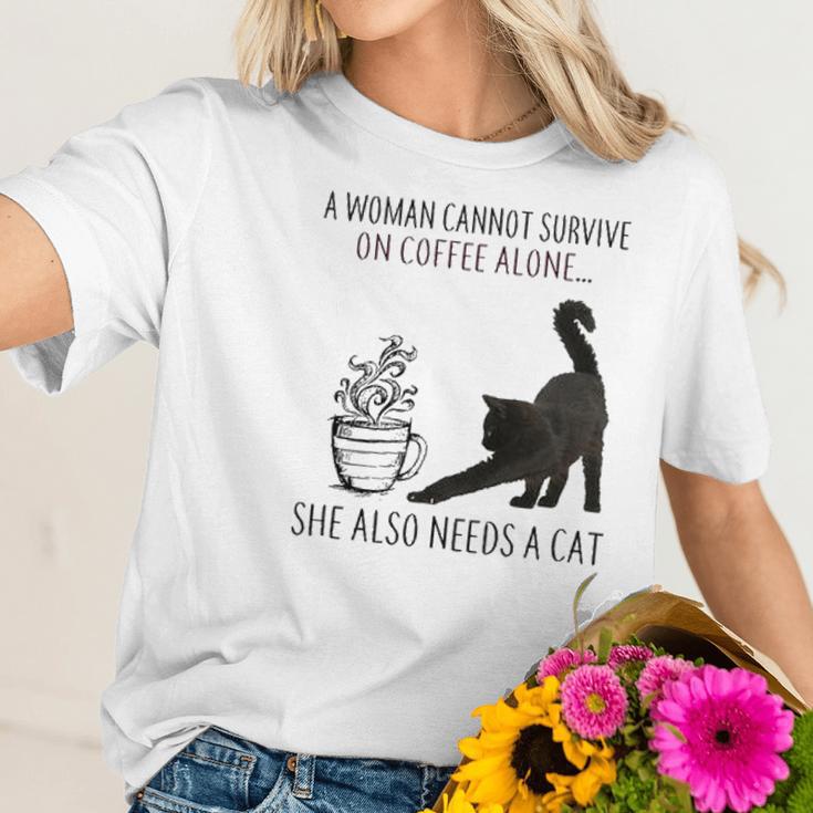 Coffee And Cat Lover She Also Needs A Cat New 2022 Gift Women T-Shirt Gifts for Her