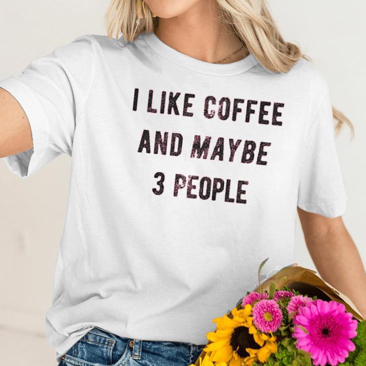 I Like Coffee And Maybe 3 People Funny Sarcastic Women T-Shirt Gifts for Her