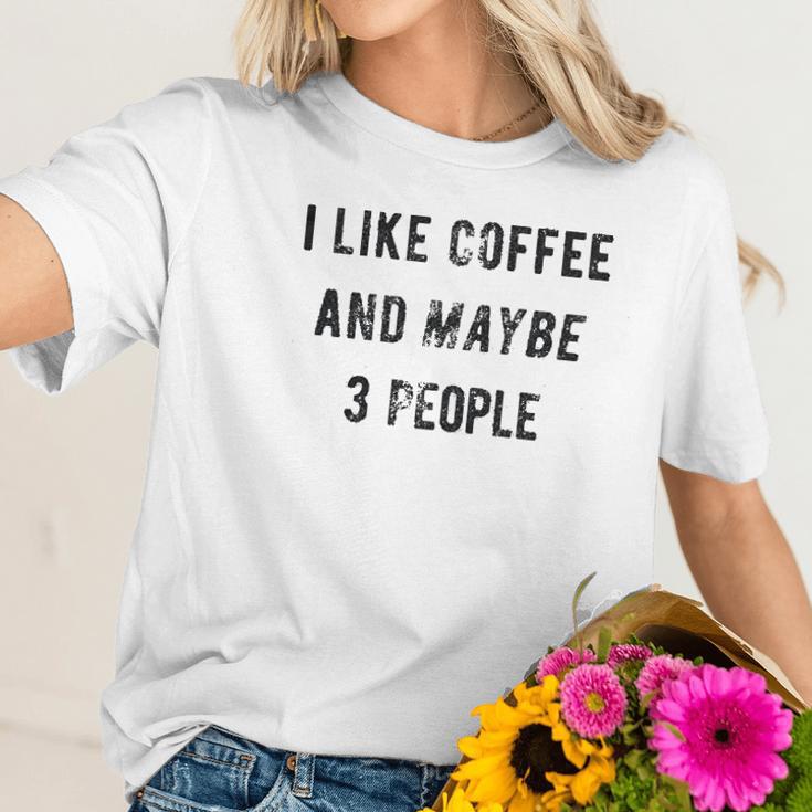 I Like Coffee And Maybe 3 People Funny Graphic Sarcastic Women T-Shirt Gifts for Her