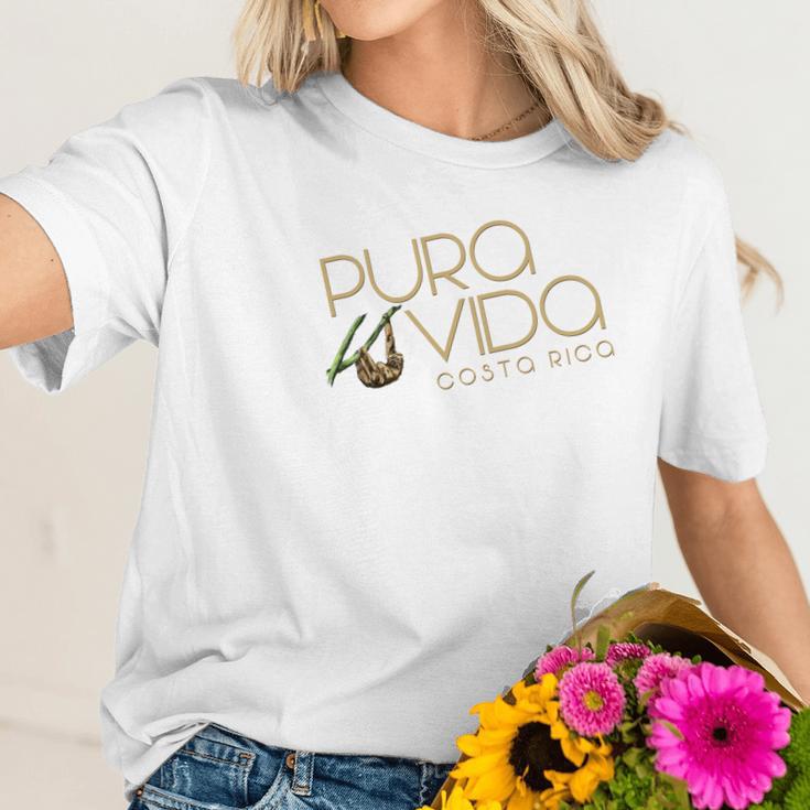 Costa Rica Summer Sloth Pura Vida National Motto Women T-Shirt Gifts for Her