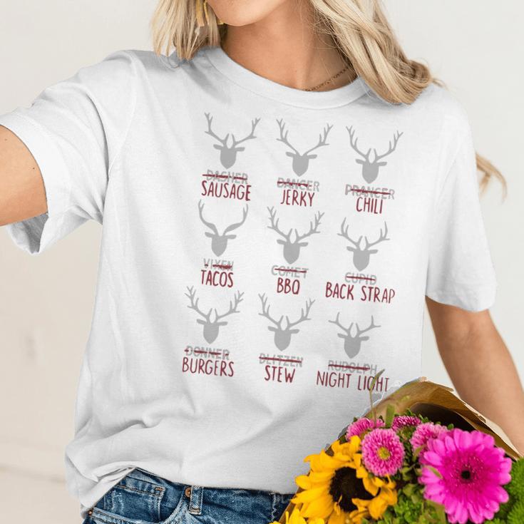 Deer Dasher Sausage Dancer Jerky Prancer Chili Tacos Christmas Shirt Women T-Shirt Gifts for Her