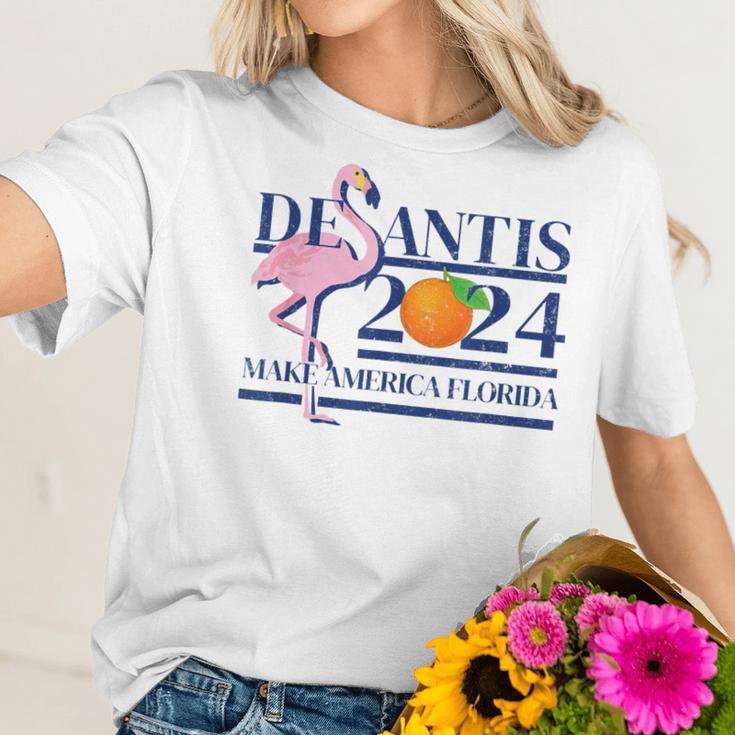 Desantis 2024 Make America Florida Flamingo Election V6 Women T-Shirt Gifts for Her