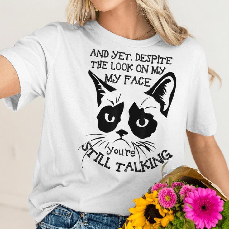 Funny Cat Kitten Grumpy-Face Cat Mom Cat Lovers Cat Owner Women T-Shirt Gifts for Her