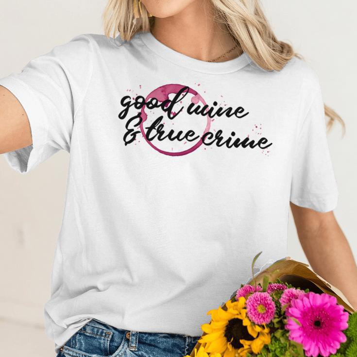 Good Wine True Crime Funny Wine Spill Murderino Tee Women T-Shirt Gifts for Her