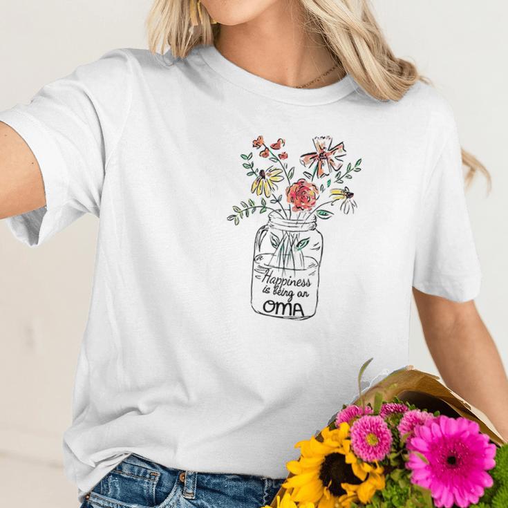 Happiness Is Being Oma Life Flower Artgrandma Women T-Shirt Gifts for Her