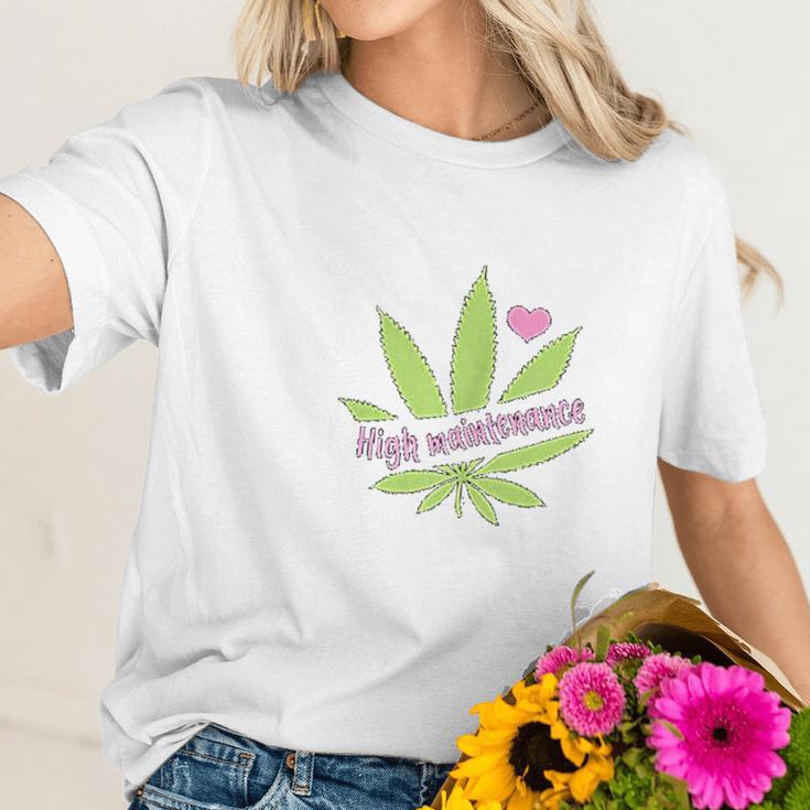 Women High Maintenance Funny Marijuana Lover Women T-Shirt Gifts for Her