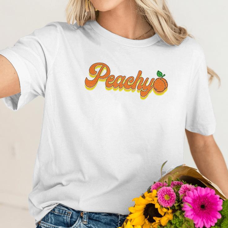 Just Peachy For Womens 70S Retro Summer Outfits Tops Peachy Graphic Women T-Shirt Gifts for Her