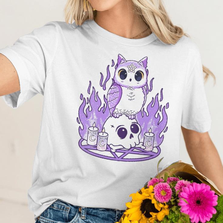 Womens Kawaii Pastel Goth I Cute Creepy Witchy Owl And Skull Women T-Shirt Gifts for Her