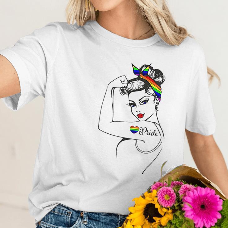 Lgbt Girl Power Pin Up Retro Art By Anne Cha Flag Gay Pride Women T-Shirt Gifts for Her