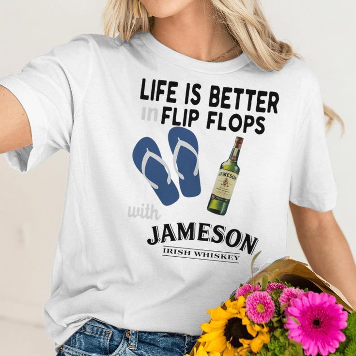 Life Is Better In Flip Flops With Jameson Irish Whiskey Women T-Shirt Gifts for Her