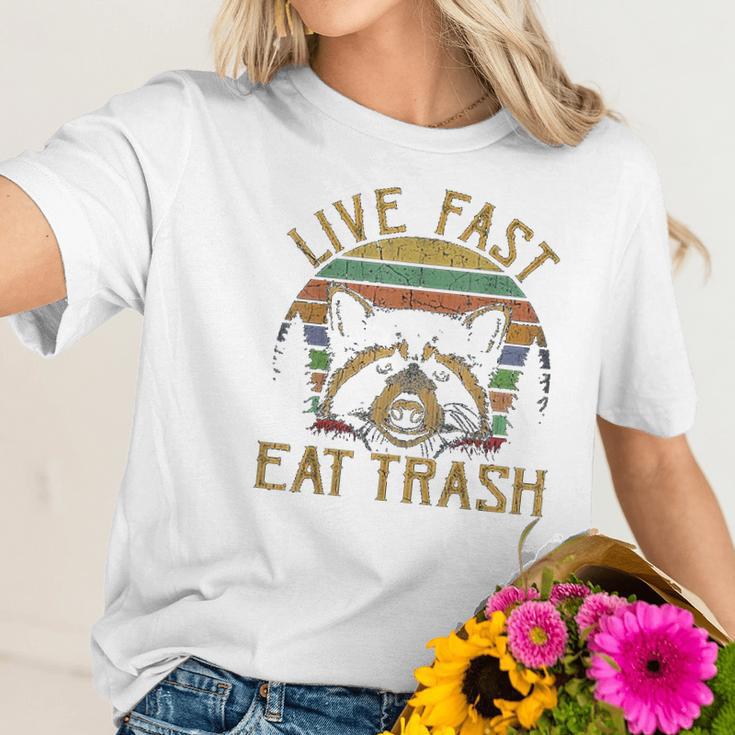 Live Fast Eat Trash Racoon Retro Vintage Trash Pandas Women T-Shirt Gifts for Her